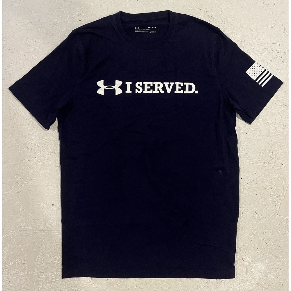 Under Armour I Served T-Shirt HeatGear Loose Fit Tee Mens‎ Small Blue Freedom